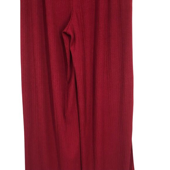 NWT Women’s Esta Textured Wide Leg Knit Pantsby Dictionary, Palazzo, Burgundy M - Picture 9 of 11